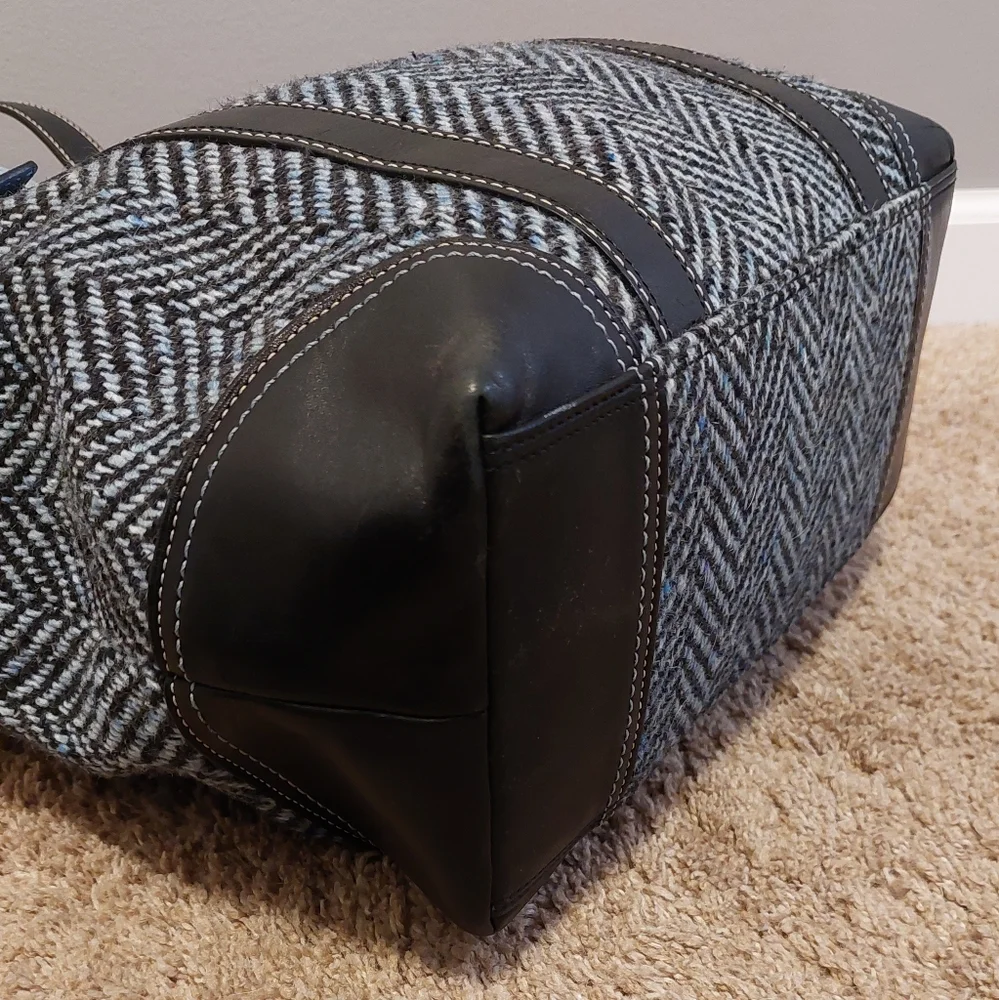 COACH Hampton Wool Tweed Herringbone Tote Shoulder Bag